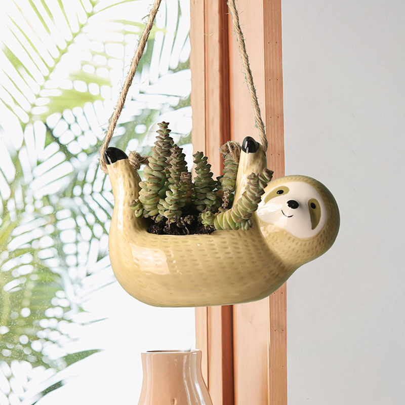 Aloe Vera Pot - 1Pcs Ceramic Hanging Plant Pots Scindapsus