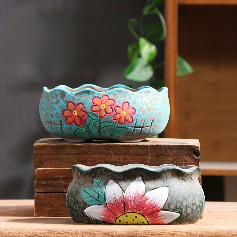 Vintage Hand-Painted Ceramic S - đánh giá và giá Aloe Vera Pot